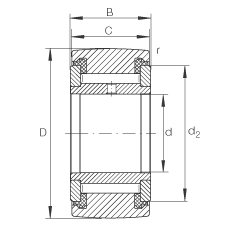 支撐型滾輪 NATV40-PP, 滿裝滾針，軸向引導(dǎo)，兩側(cè)用推力滑動墊圈