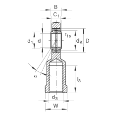 桿端軸承 GIR25-DO, 根據 DIN ISO 12 240-4 標準，帶右旋內螺紋，需維護
