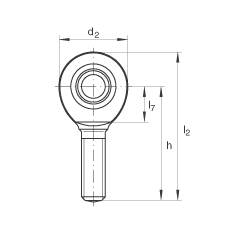 桿端軸承 GAL60-UK-2RS, 根據(jù) DIN ISO 12 240-4 標(biāo)準(zhǔn)，帶左旋外螺紋，免維護(hù)，兩側(cè)唇密封