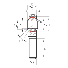 桿端軸承 GAKR10-PW, 根據(jù) DIN ISO 12 240-4 標準，帶右旋外螺紋，需維護