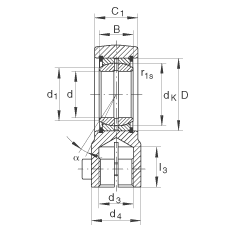 液壓桿端軸承 GIHRK50-DO, 根據(jù) DIN ISO 12 240-4 標(biāo)準(zhǔn)，帶右旋螺紋夾緊裝置，需維護(hù)
