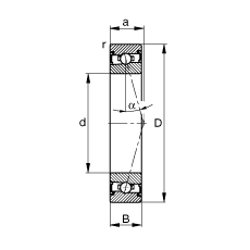 主軸軸承 HSS71912-C-T-P4S, 調節，成對安裝，接觸角 α = 15°，兩側唇密封，非接觸，加嚴公差