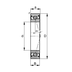 主軸軸承 HCS7022-C-T-P4S, 調節，成對安裝，接觸角 α = 15°，兩側唇密封，非接觸，限制公差