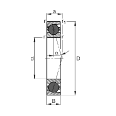 主軸軸承 HCB71926-C-T-P4S, 調節，成對或單元安裝，接觸角 α = 15°，陶瓷球，限制公差