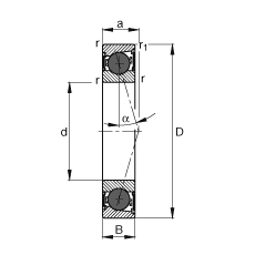 主軸軸承 HCB7001-C-2RSD-T-P4S, 調節，成對或單元安裝，接觸角 α = 15°，陶瓷球，兩側唇密封，非接觸，限制公差