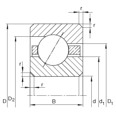 薄截面軸承 CSEF070, 角接觸球軸承，類型E，運行溫度 -54°C 到 +120°C